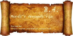 Murár Annamária névjegykártya